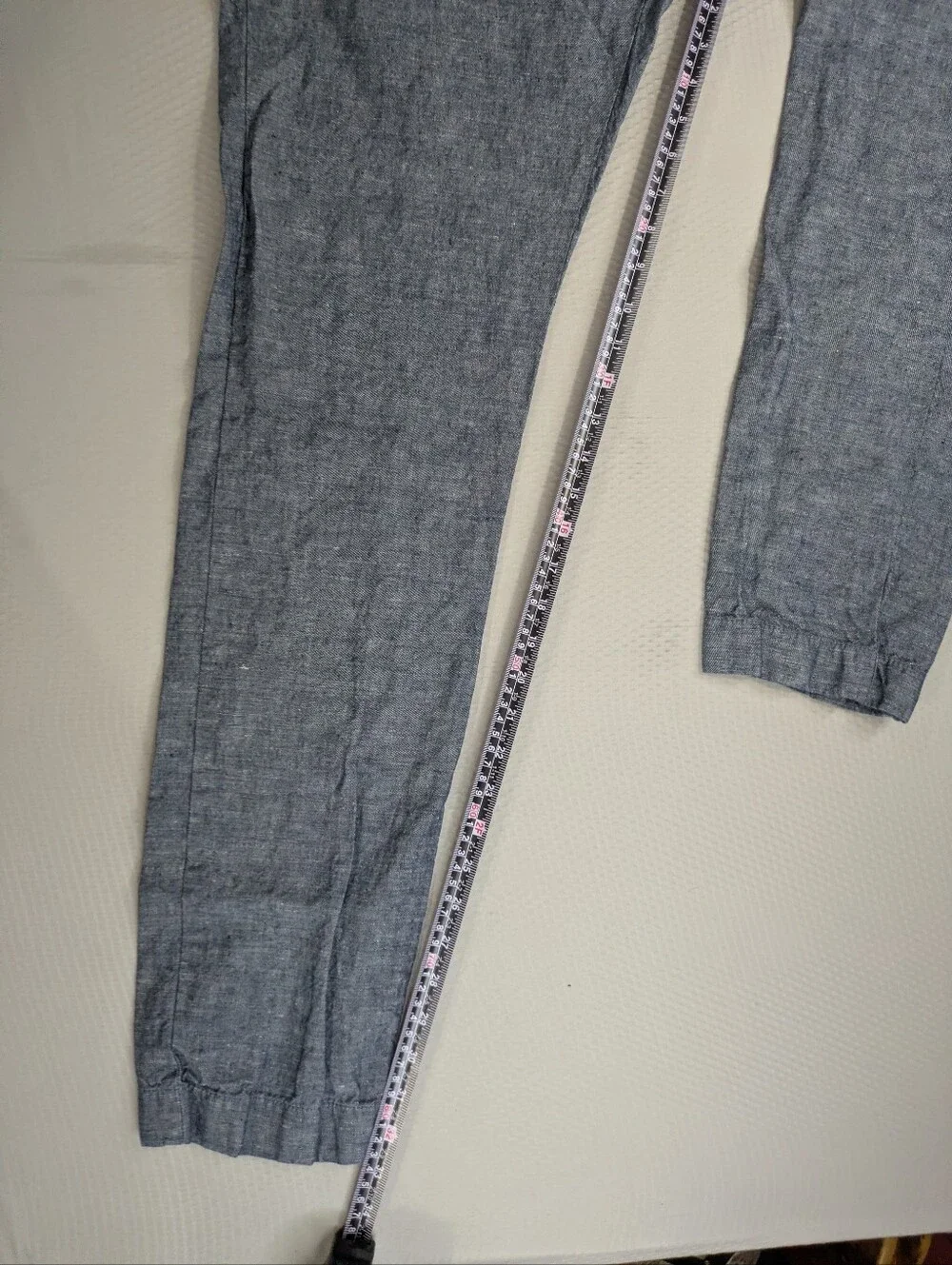 J Crew Driggs Linen Blend Pants Mens 34x34 Heathered Blue Slim Fit Chino H5082